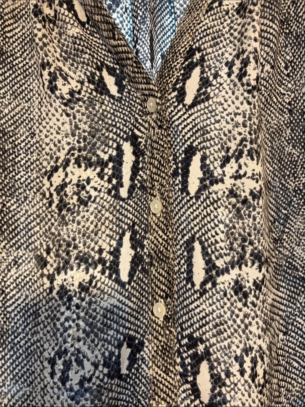 J. Crew Snake-Print V-Neck Blouse - Black & Cream